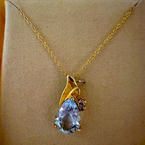 14k gold aquamarine necklace